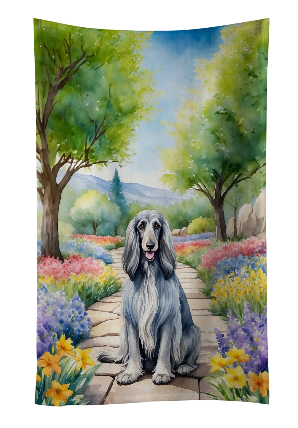 Buy this Afghan Hound Spring Garden Kitchen Towel