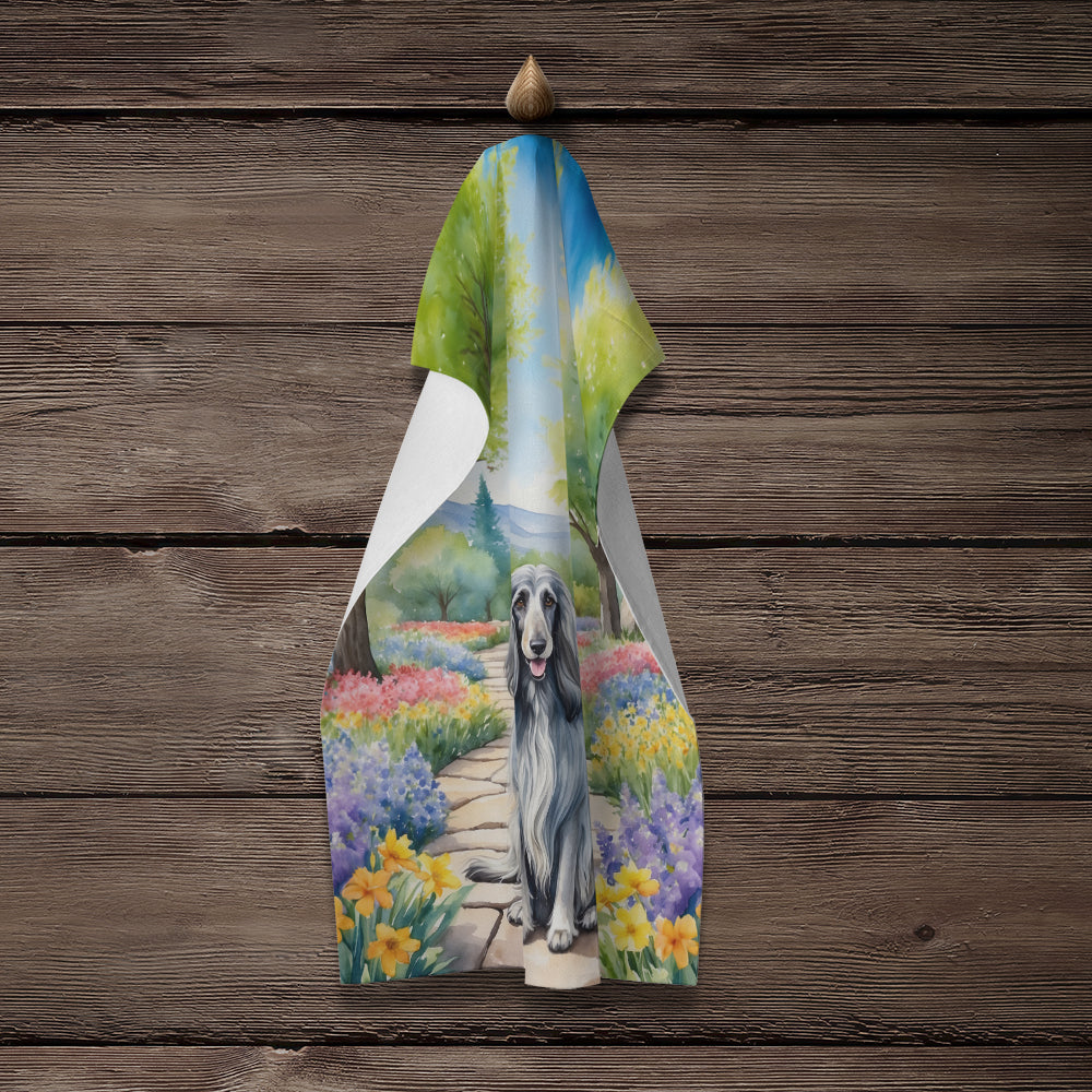 Afghan Hound Spring Garden Kitchen Towel