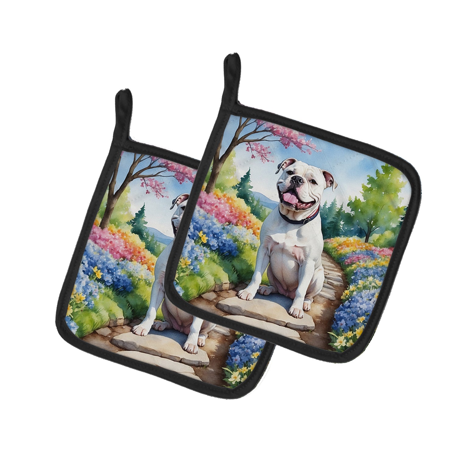 Buy this American Bulldog Spring Garden Pair of Pot Holders