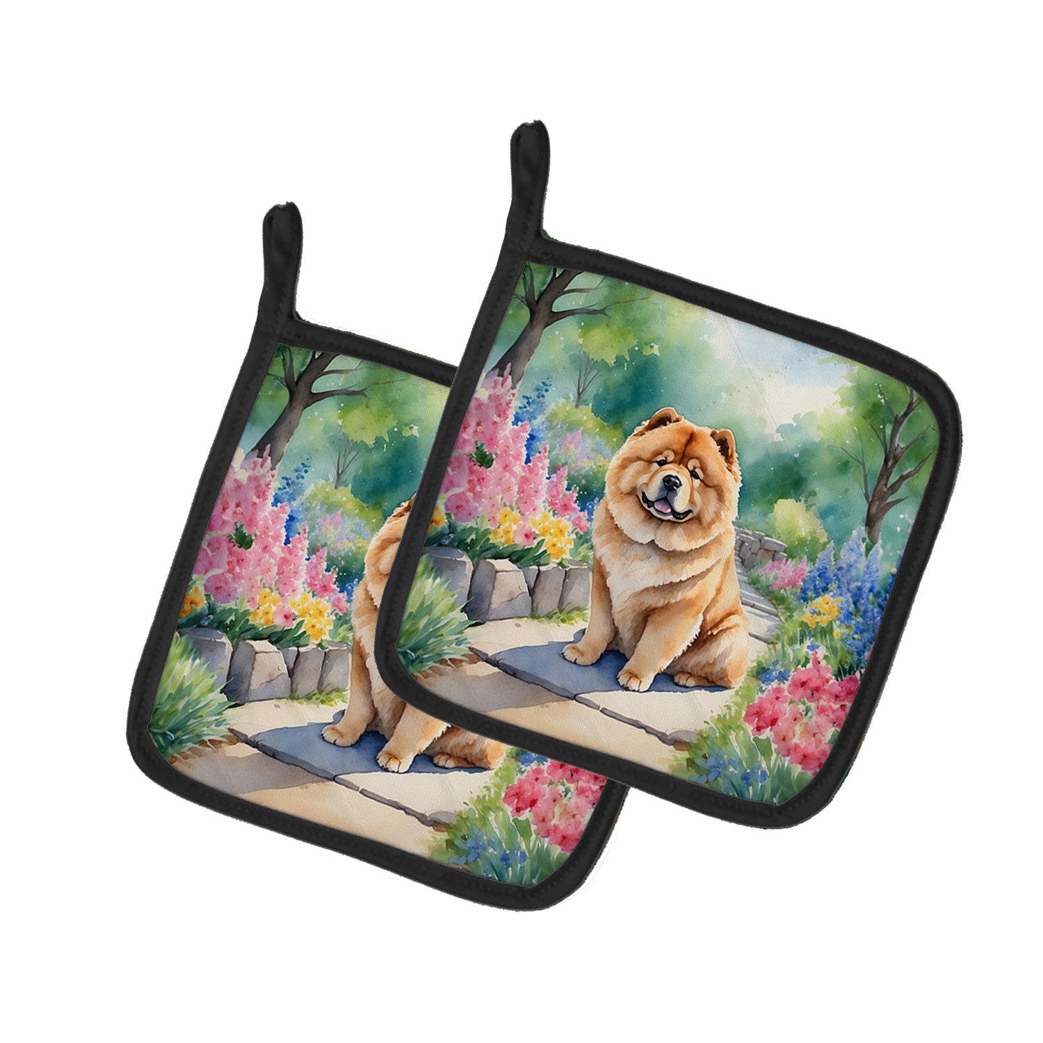 Buy this Chow Chow Spring Path Pair of Pot Holders