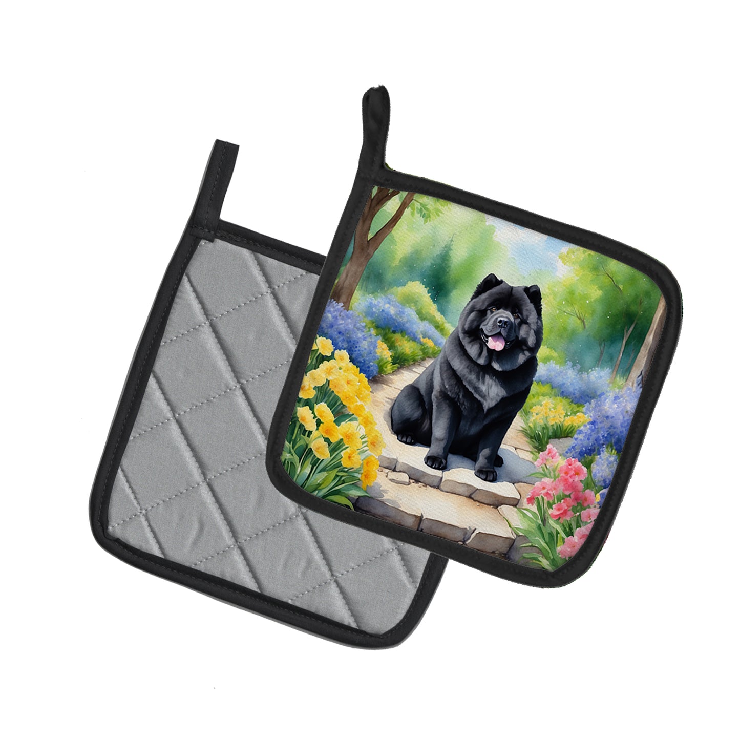 Chow Chow Spring Path Pair of Pot Holders