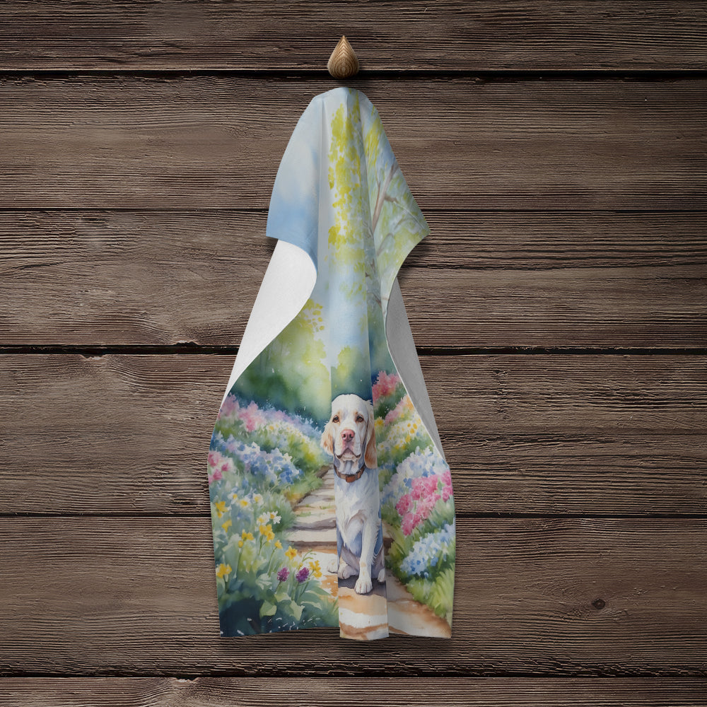 Clumber Spaniel Spring Path Kitchen Towel