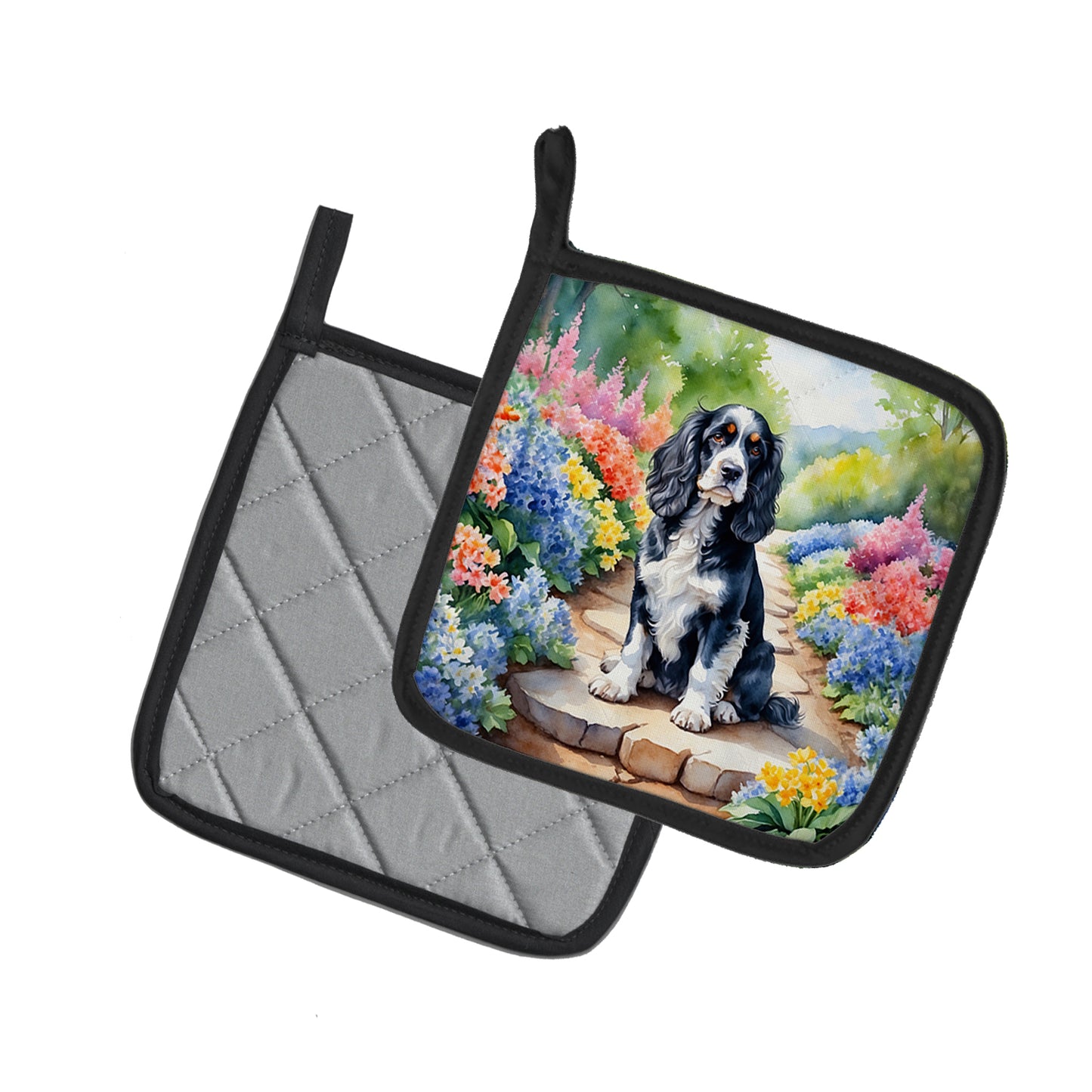 Cocker Spaniel Spring Path Pair of Pot Holders