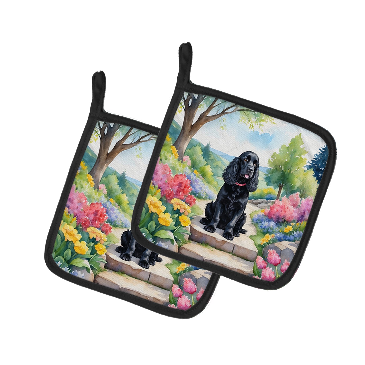 Buy this Cocker Spaniel Spring Path Pair of Pot Holders