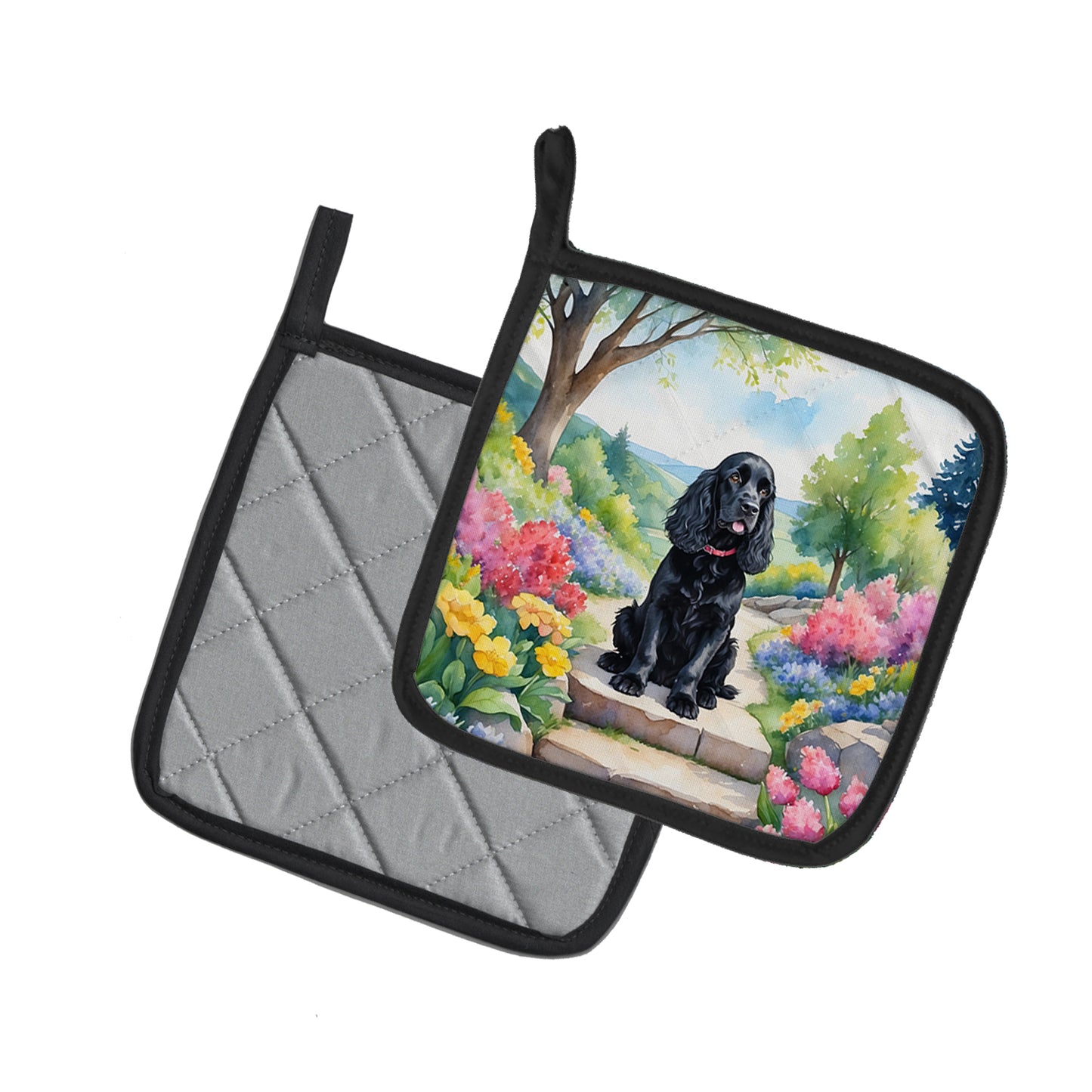 Cocker Spaniel Spring Path Pair of Pot Holders