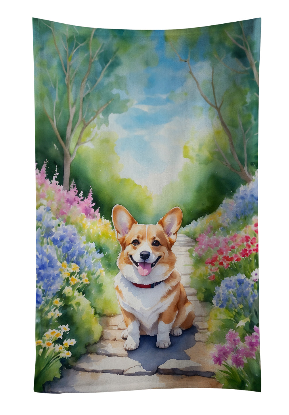 Buy this Corgi Spring Path Kitchen Towel