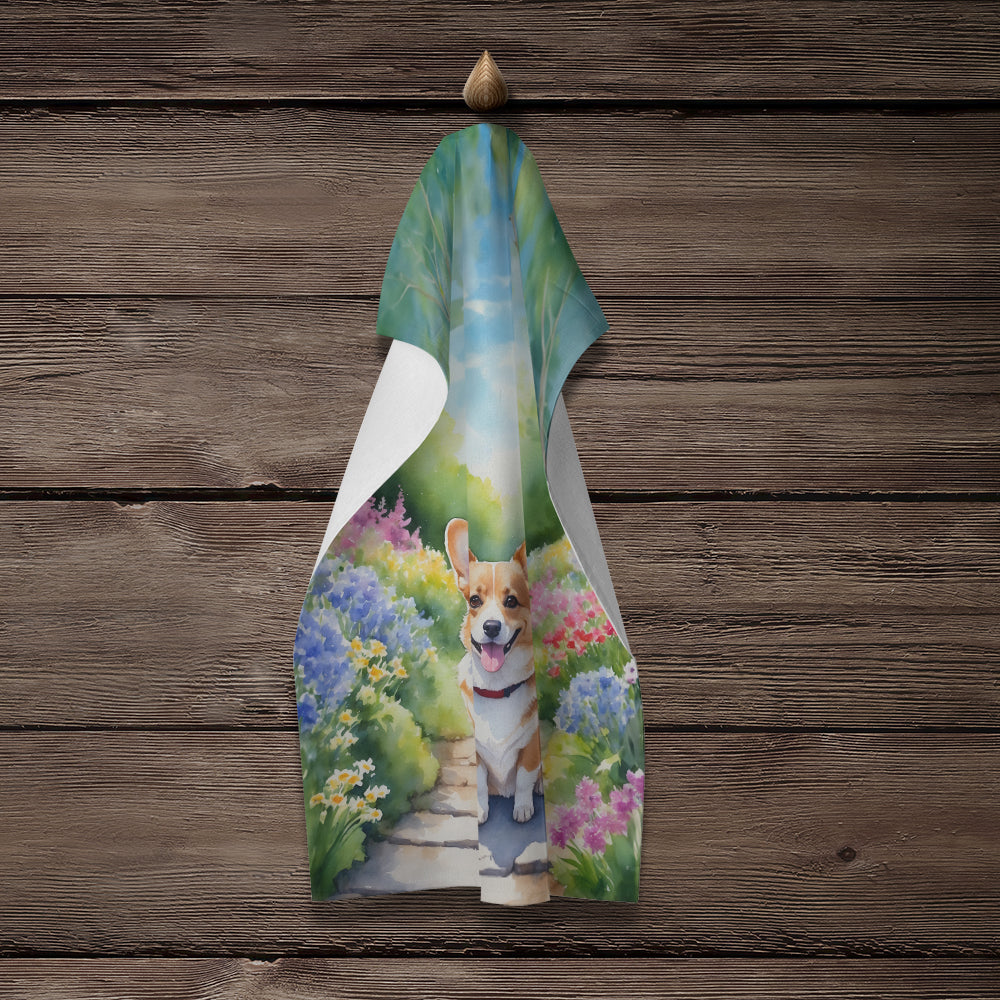 Corgi Spring Path Kitchen Towel