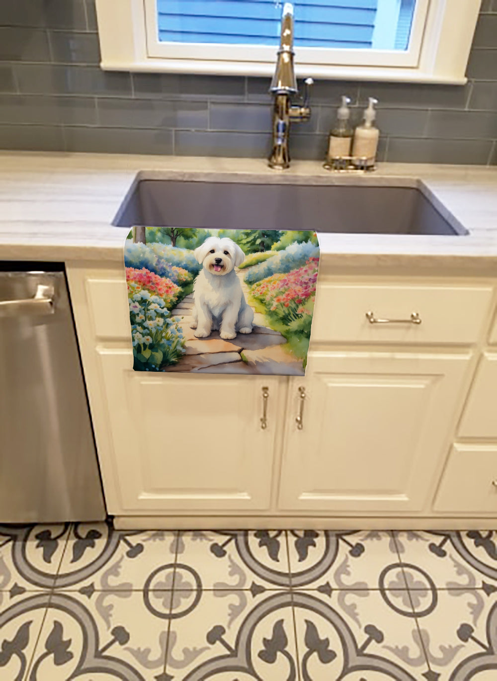 Coton de Tulear Spring Path Kitchen Towel