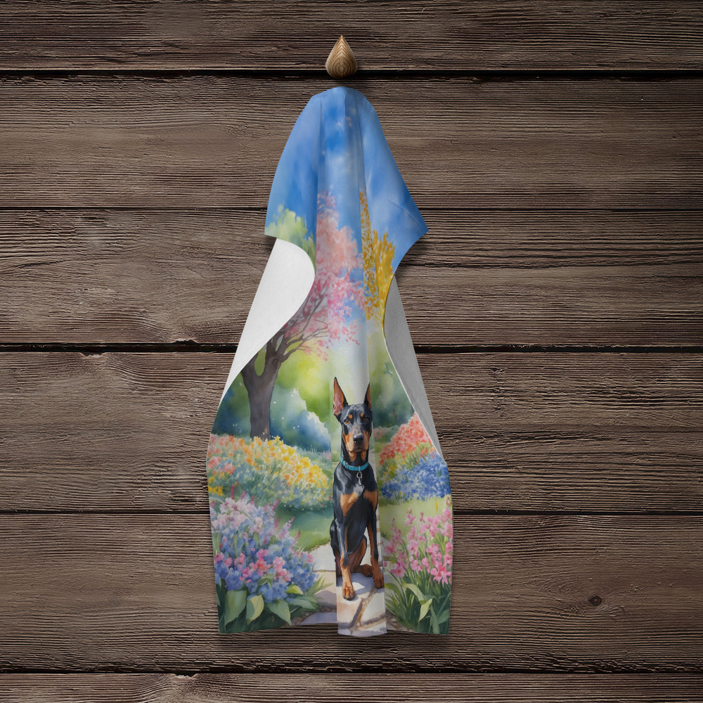 Doberman Pinscher Spring Path Kitchen Towel