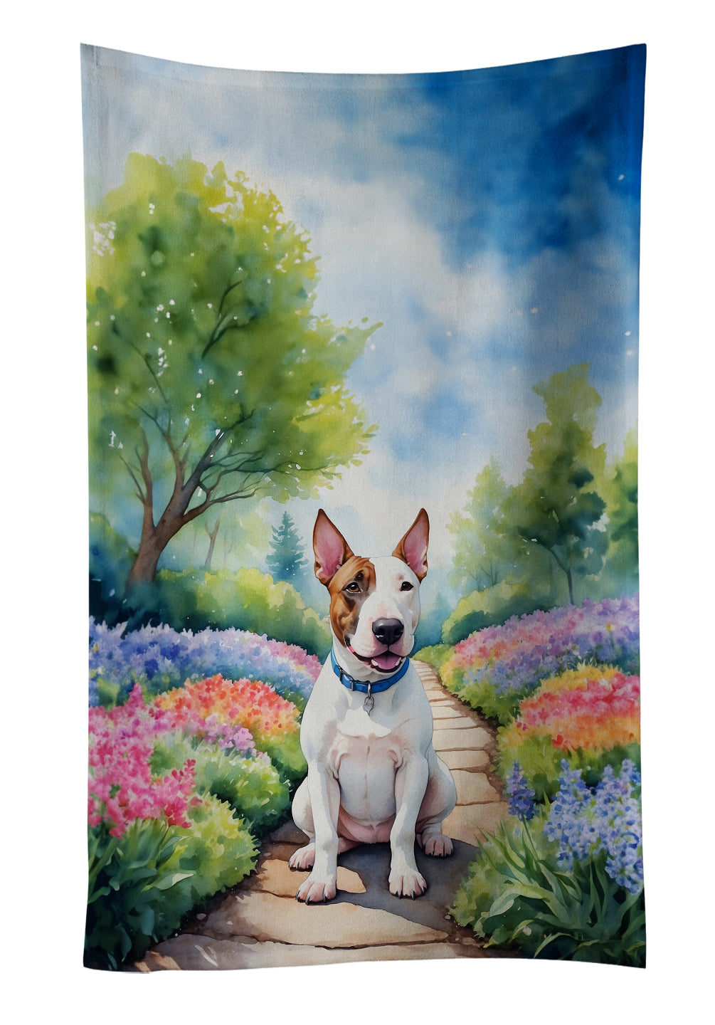 Buy this English Bull Terrier Spring Path Kitchen Towel