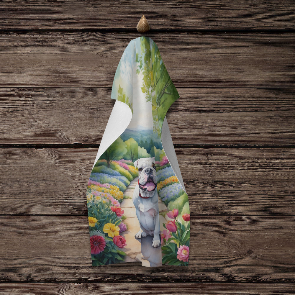English Bulldog Spring Path Kitchen Towel