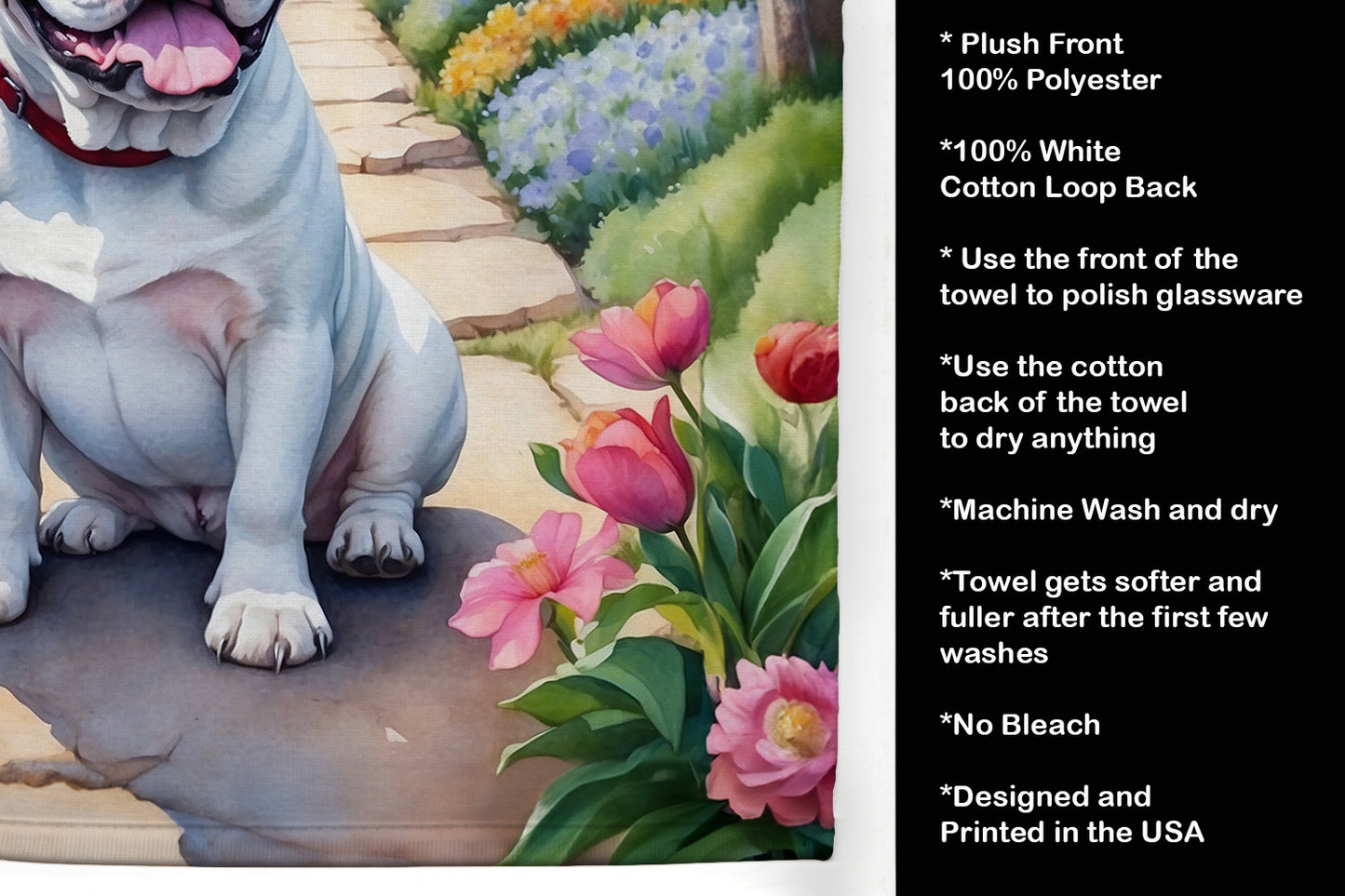 English Bulldog Spring Path Kitchen Towel