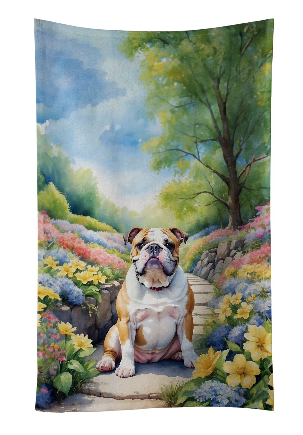 Buy this English Bulldog Spring Path Kitchen Towel