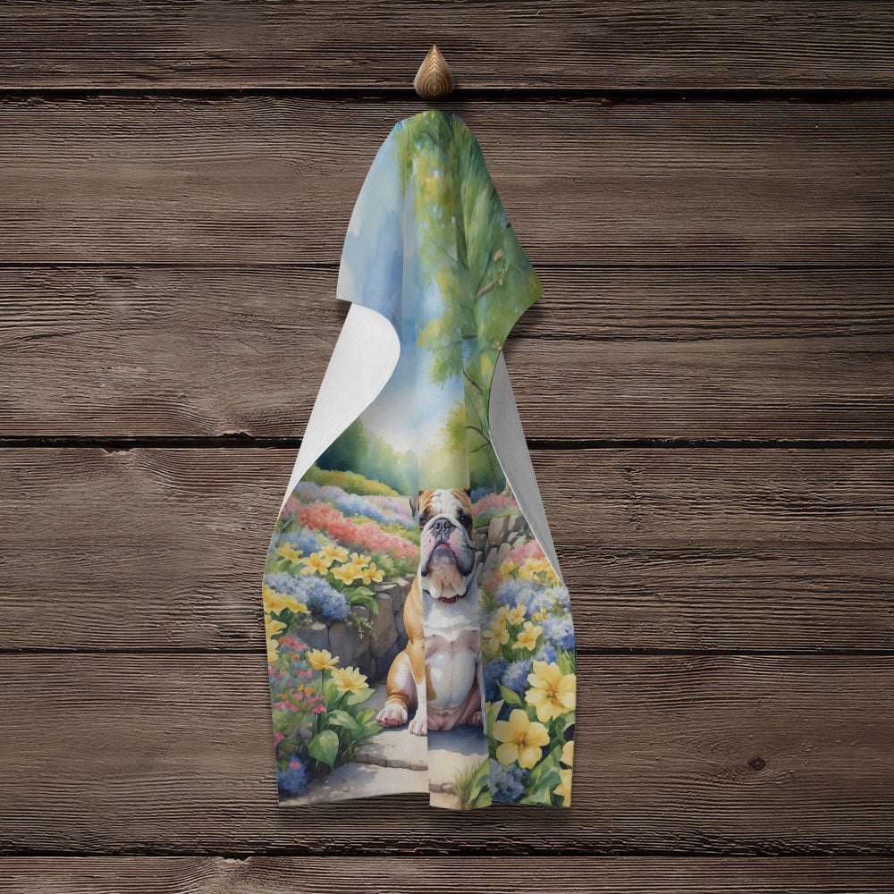 English Bulldog Spring Path Kitchen Towel