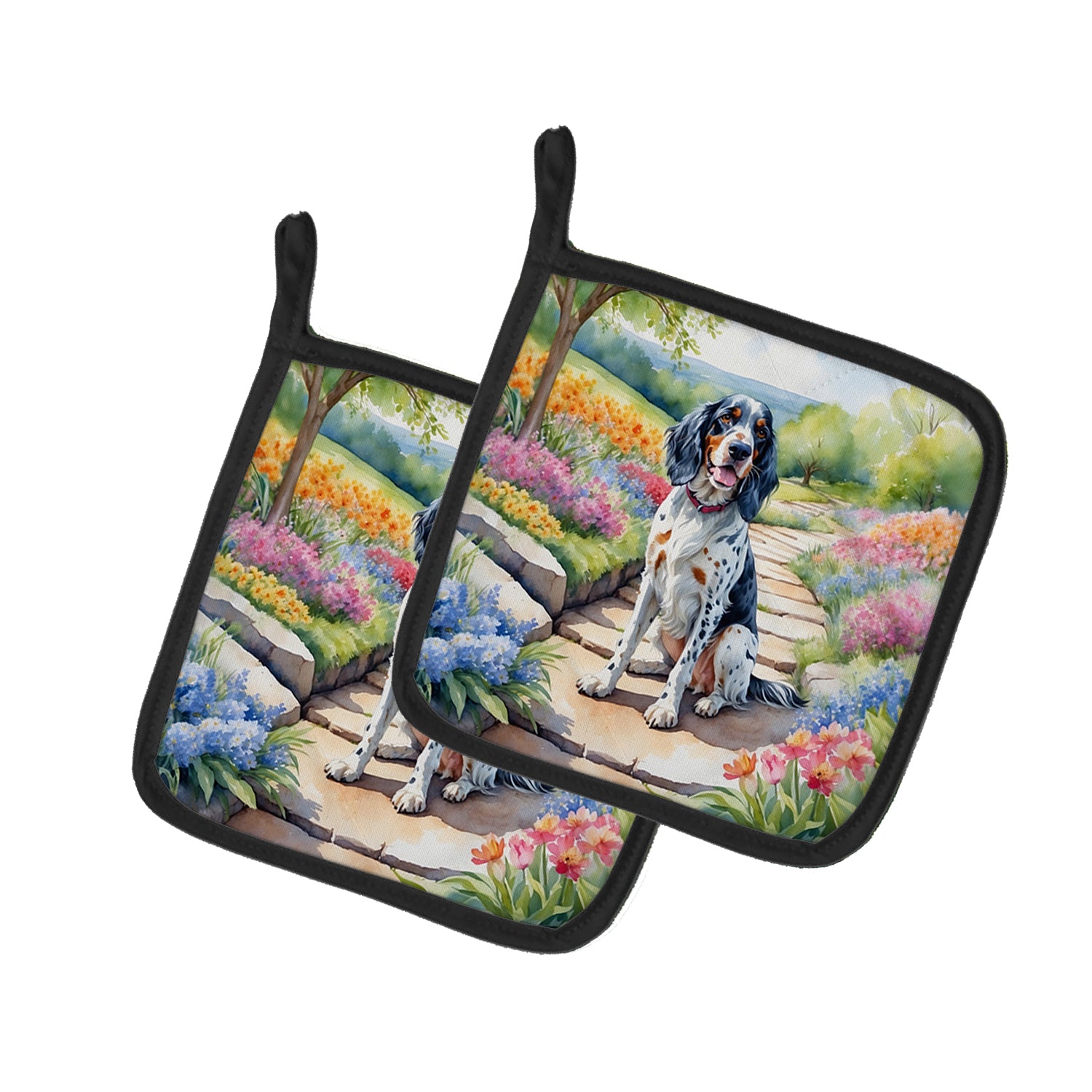 Buy this English Setter Spring Path Pair of Pot Holders