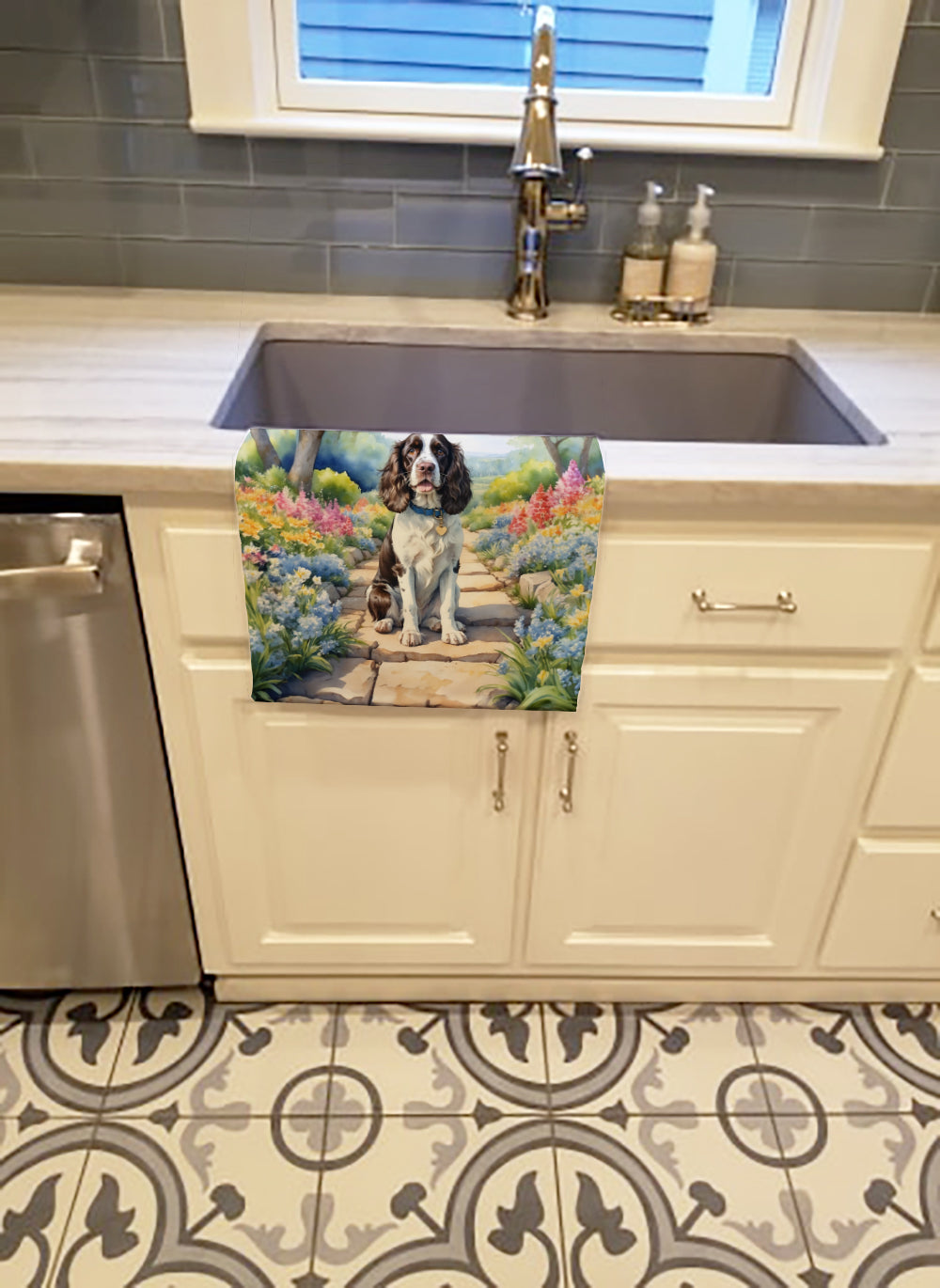 English Springer Spaniel Spring Path Kitchen Towel