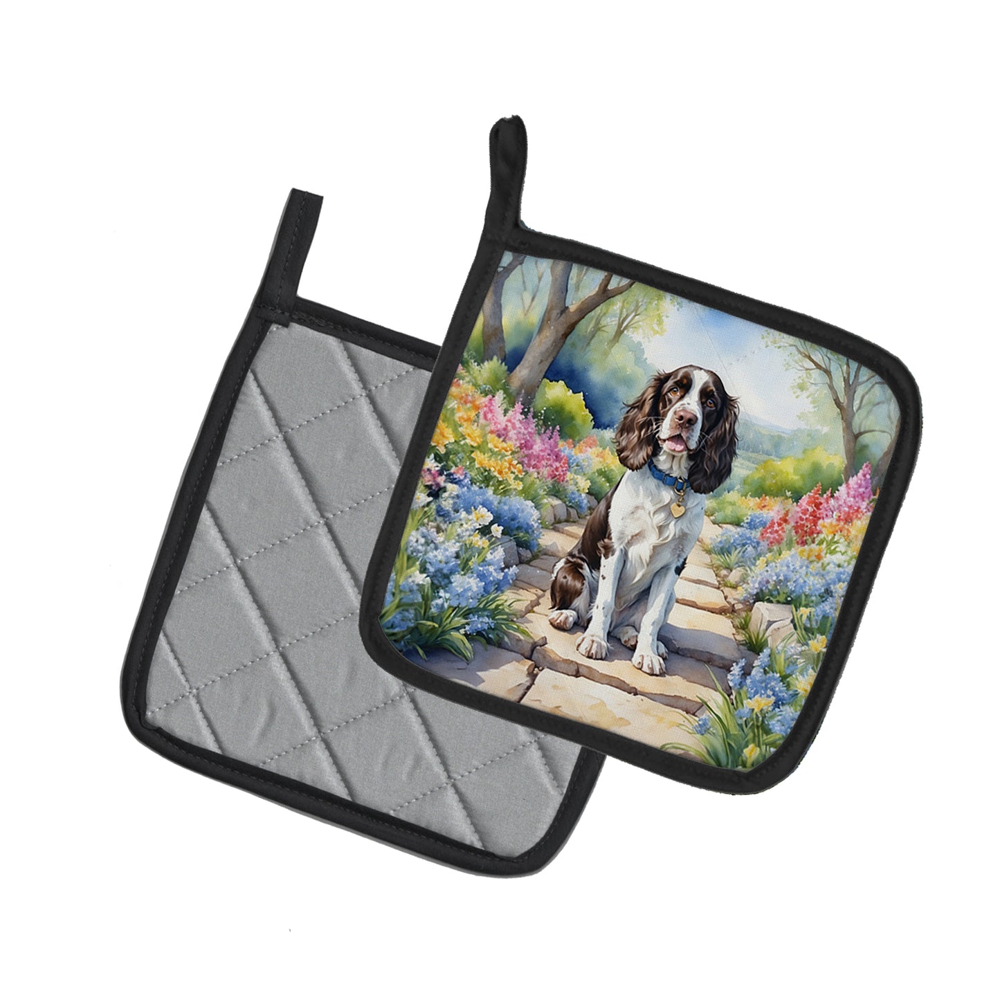 English Springer Spaniel Spring Path Pair of Pot Holders