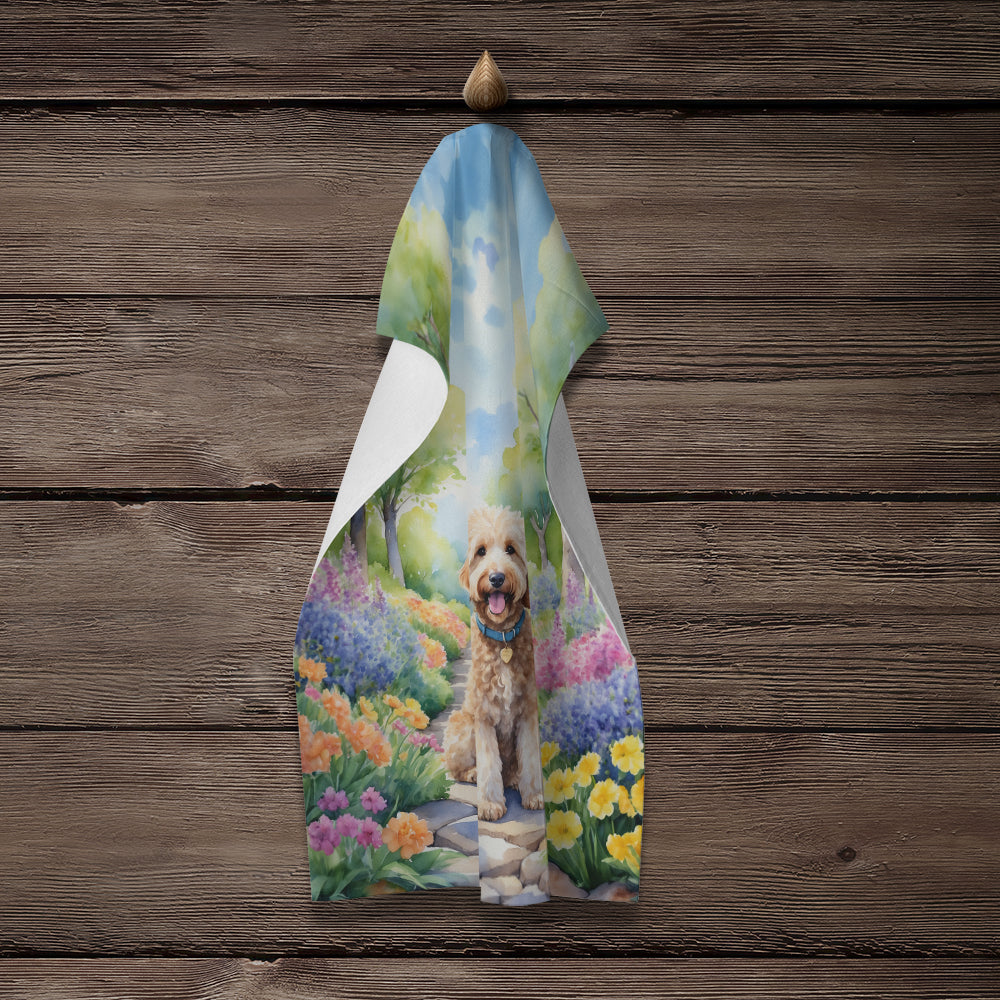 Goldendoodle Spring Path Kitchen Towel