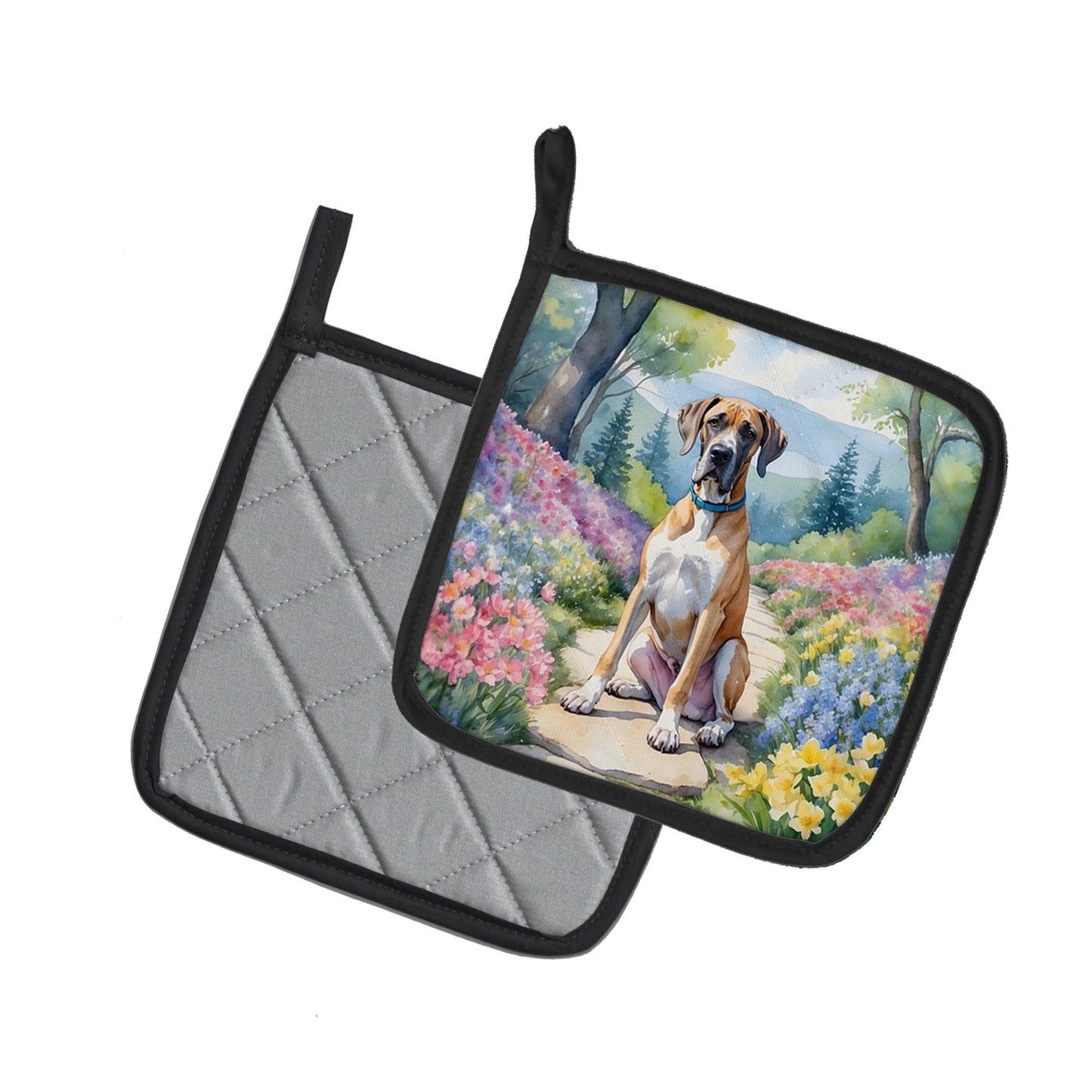 Great Dane Spring Path Pair of Pot Holders