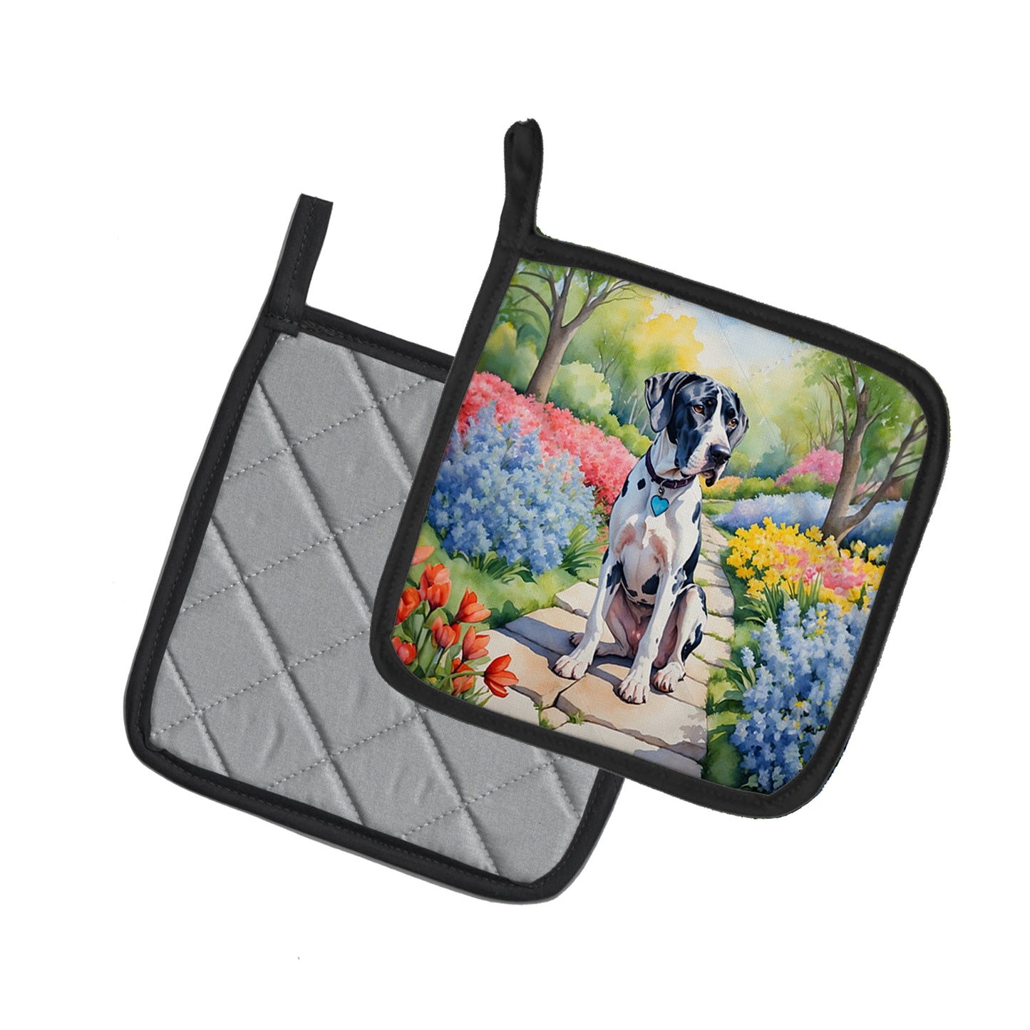 Great Dane Spring Path Pair of Pot Holders