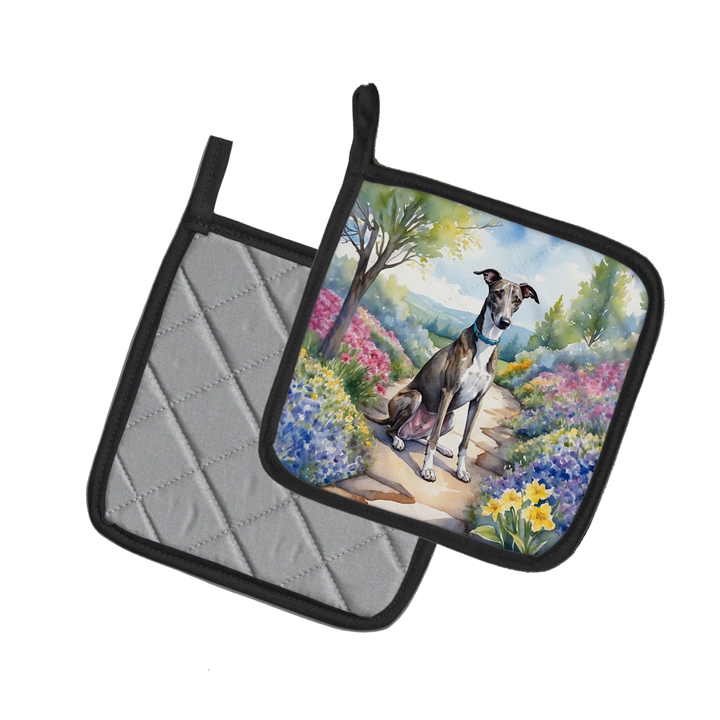 Greyhound Spring Path Pair of Pot Holders