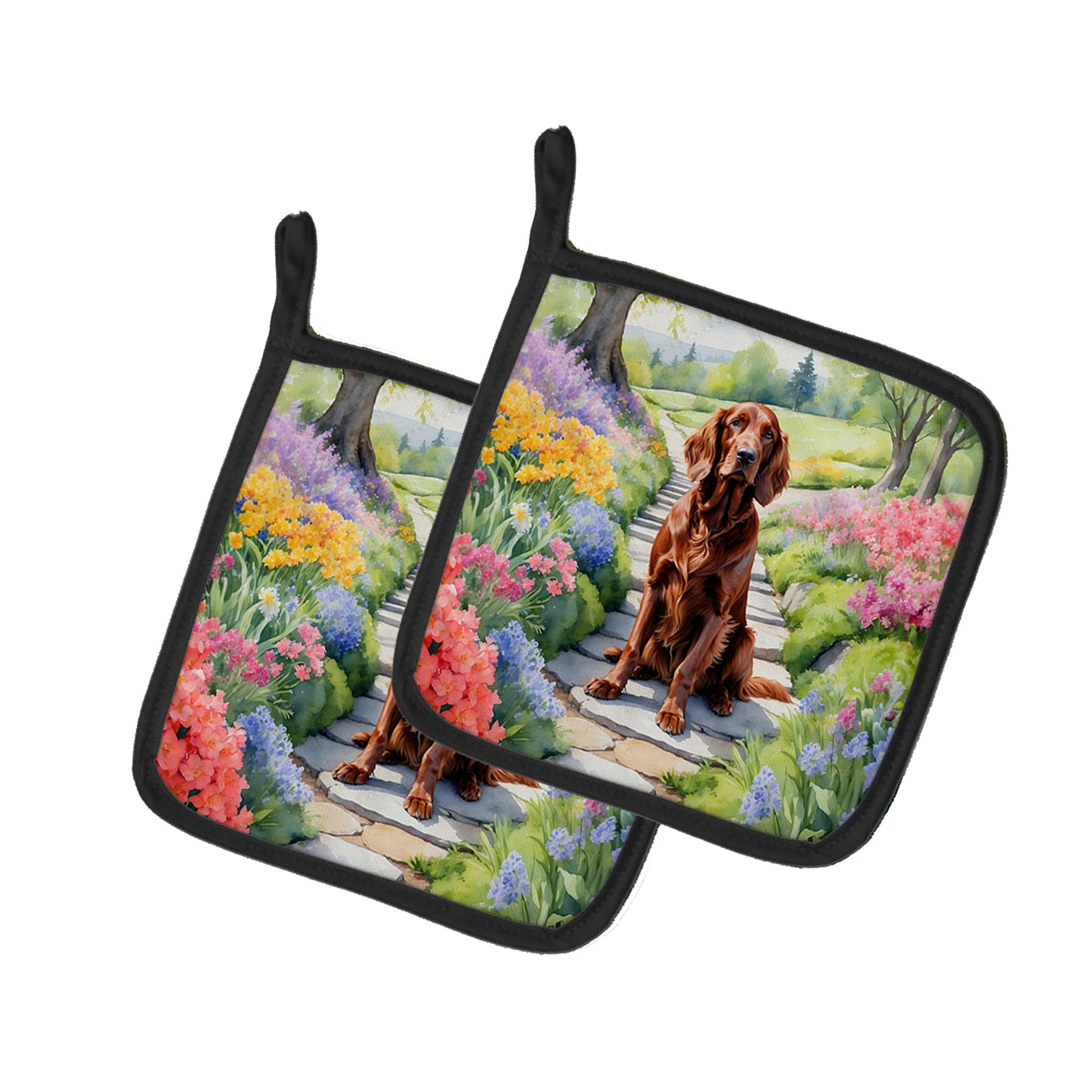 Buy this Irish Setter Spring Path Pair of Pot Holders