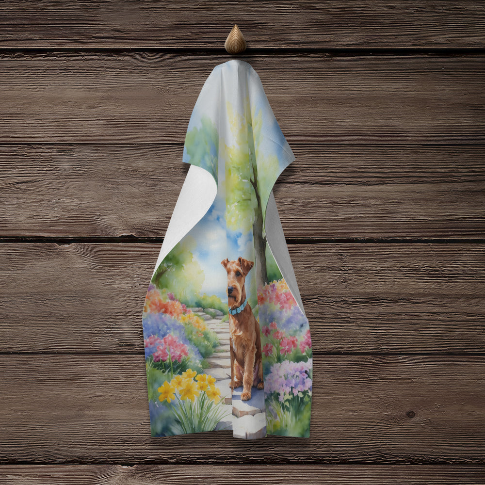 Irish Terrier Spring Path Kitchen Towel