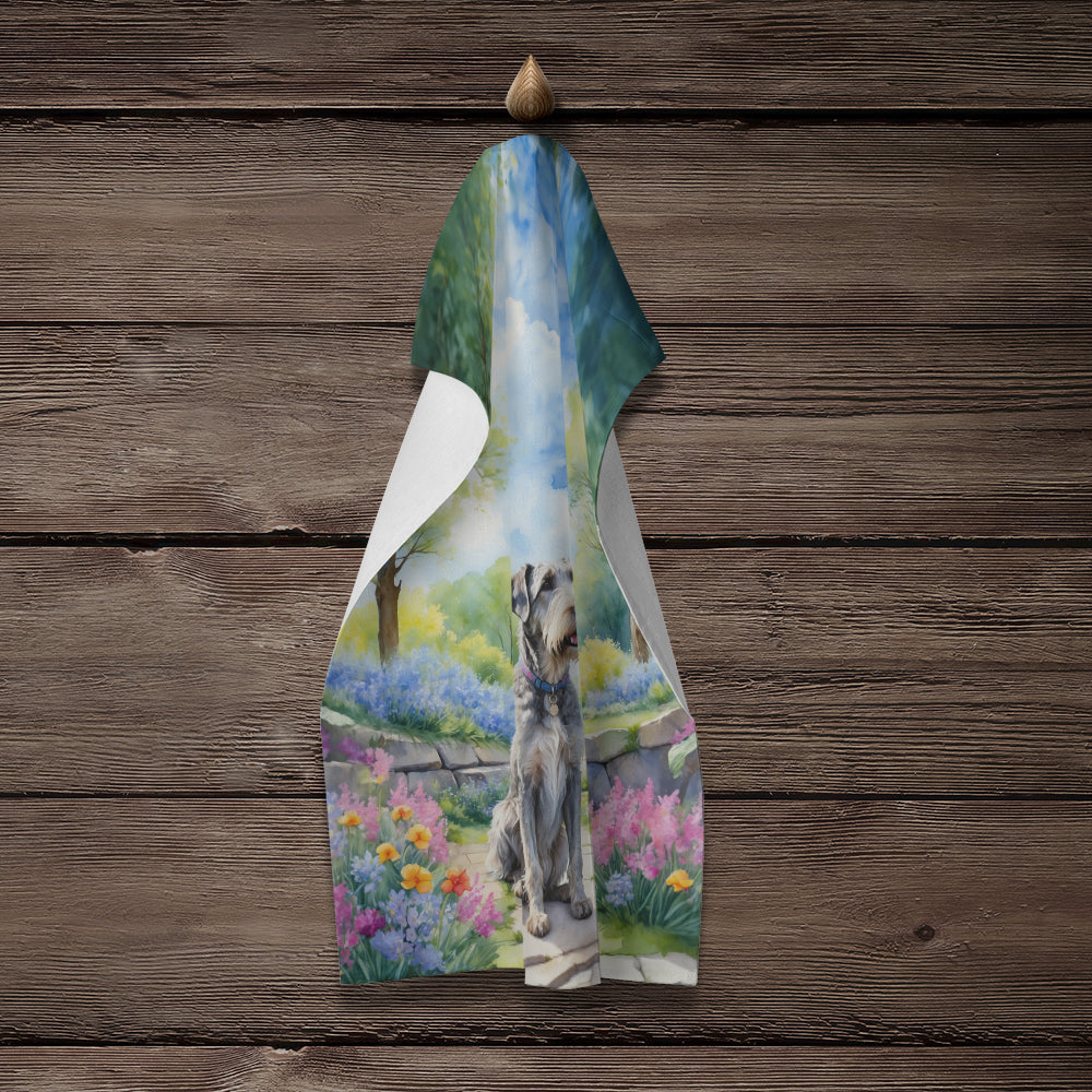 Irish Wolfhound Spring Path Kitchen Towel