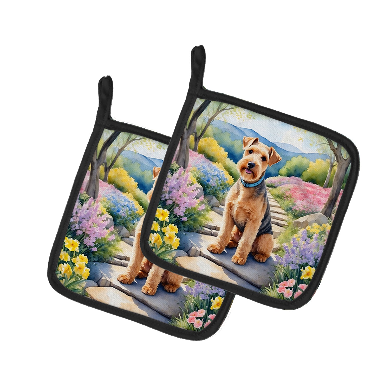 Buy this Lakeland Terrier Spring Path Pair of Pot Holders