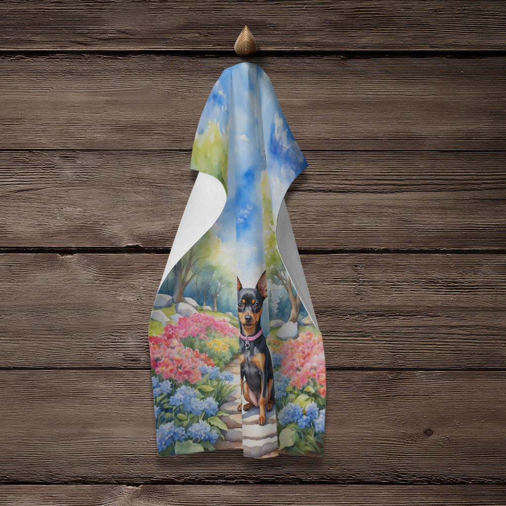 Miniature Pinscher Spring Path Kitchen Towel