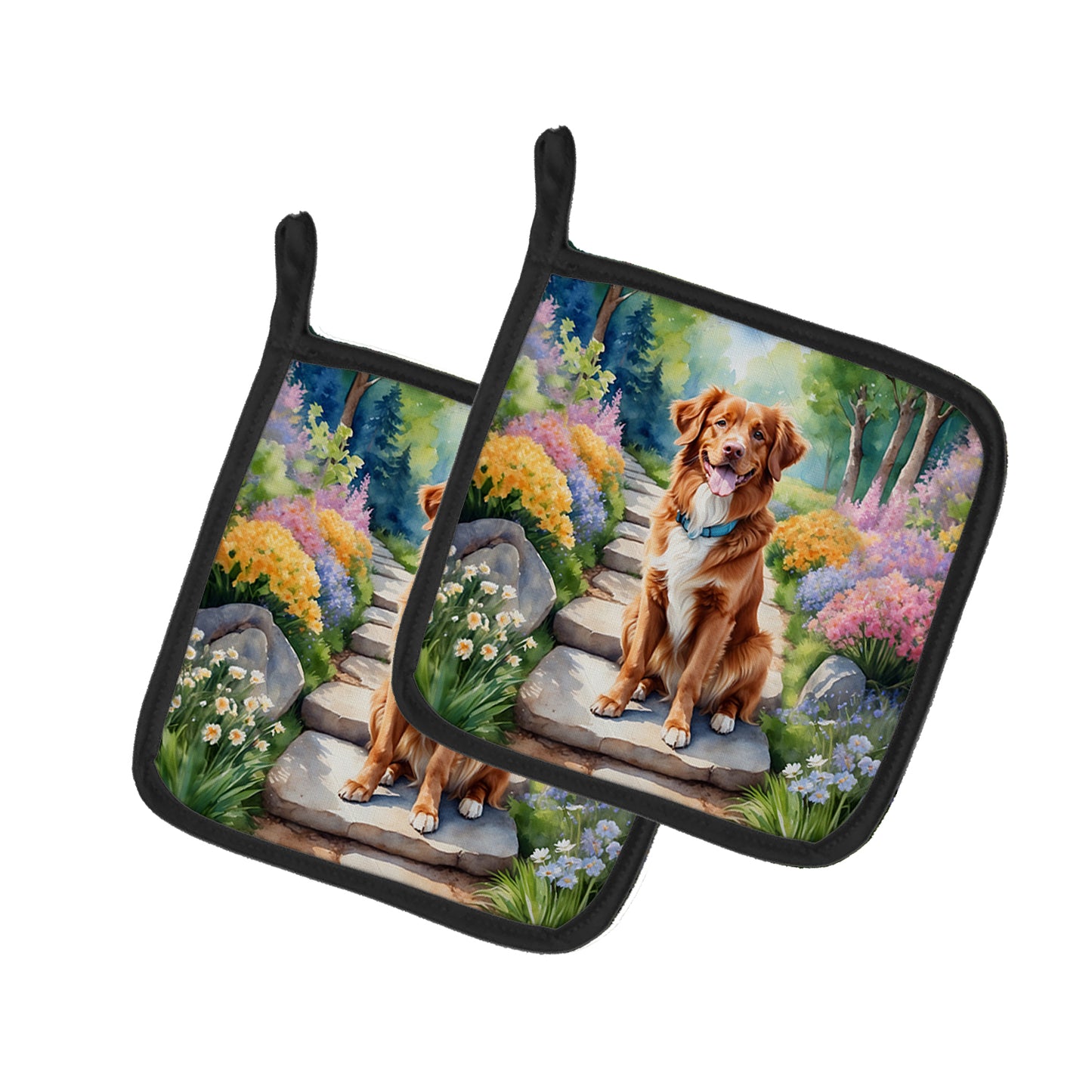 Buy this Nova Scotia Duck Tolling Retriever Spring Path Pair of Pot Holders