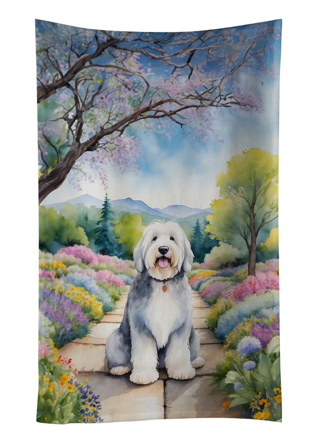 Buy this Old English Sheepdog Spring Path Kitchen Towel