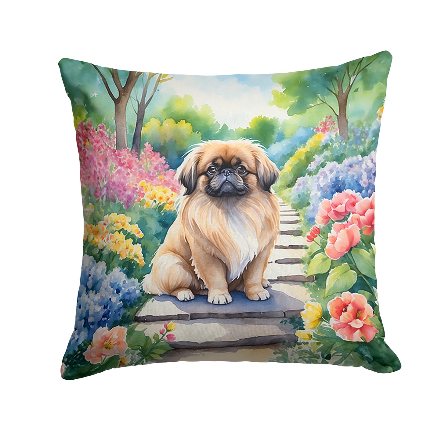 Buy this Pekingese Spring Path Throw Pillow