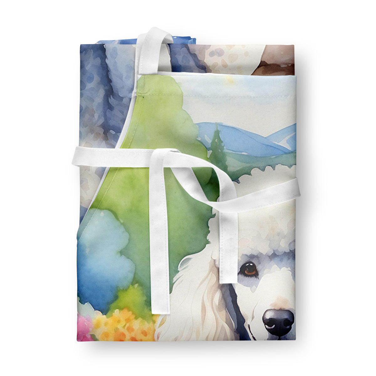 White Poodle Spring Path Apron