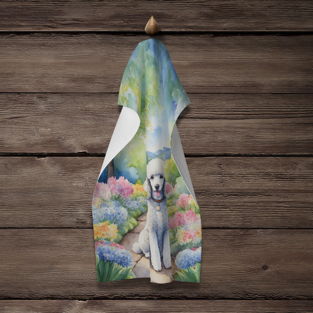 White Poodle Spring Path Kitchen Towel