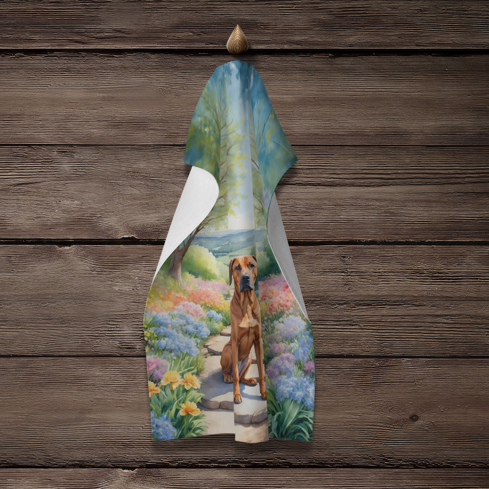Rhodesian Ridgeback Spring Path Kitchen Towel