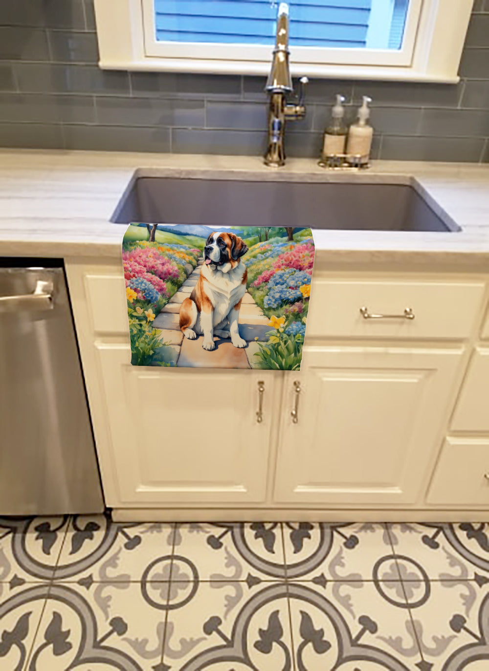 Saint Bernard Spring Path Kitchen Towel