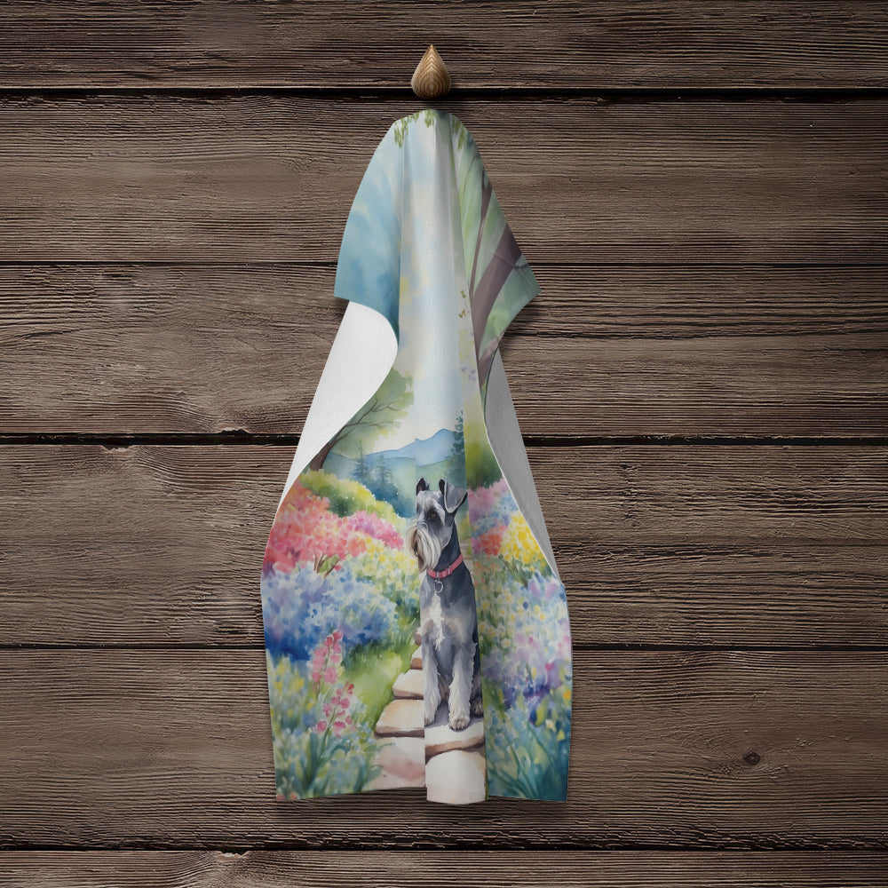 Schnauzer Spring Path Kitchen Towel