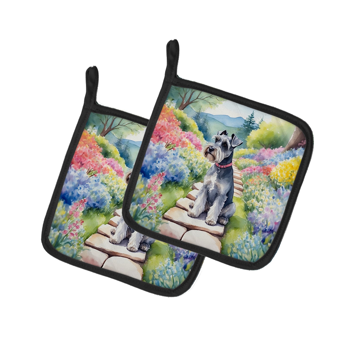 Buy this Schnauzer Spring Path Pair of Pot Holders