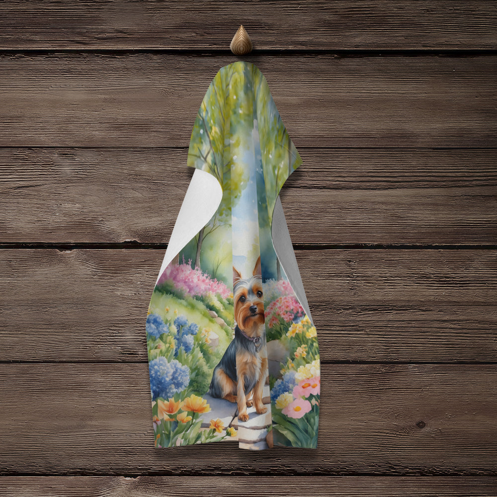 Silky Terrier Spring Path Kitchen Towel
