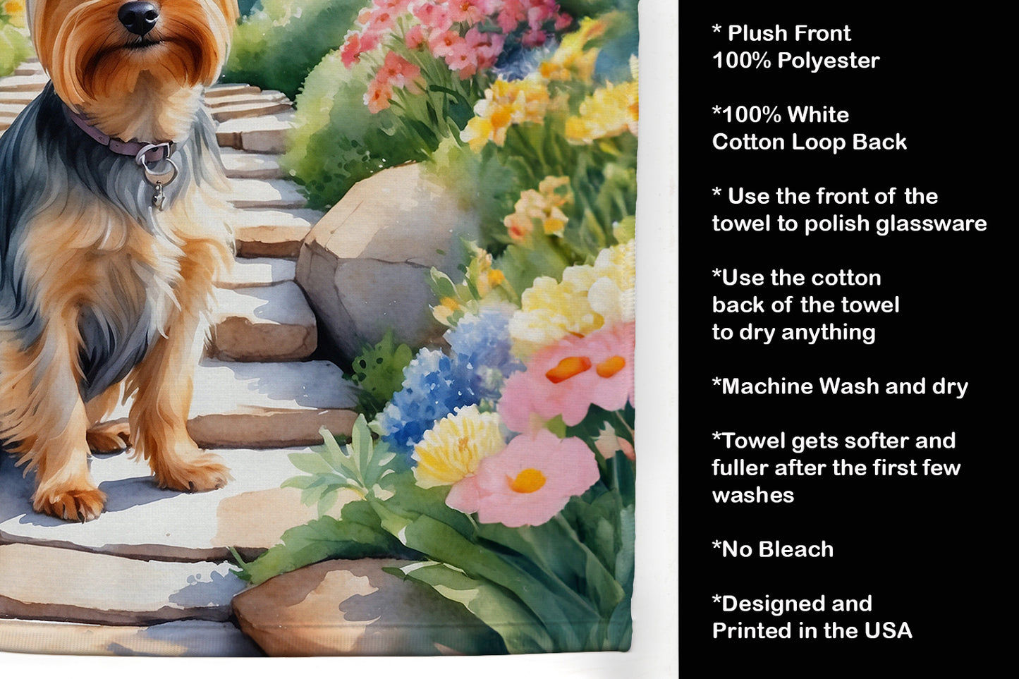 Silky Terrier Spring Path Kitchen Towel