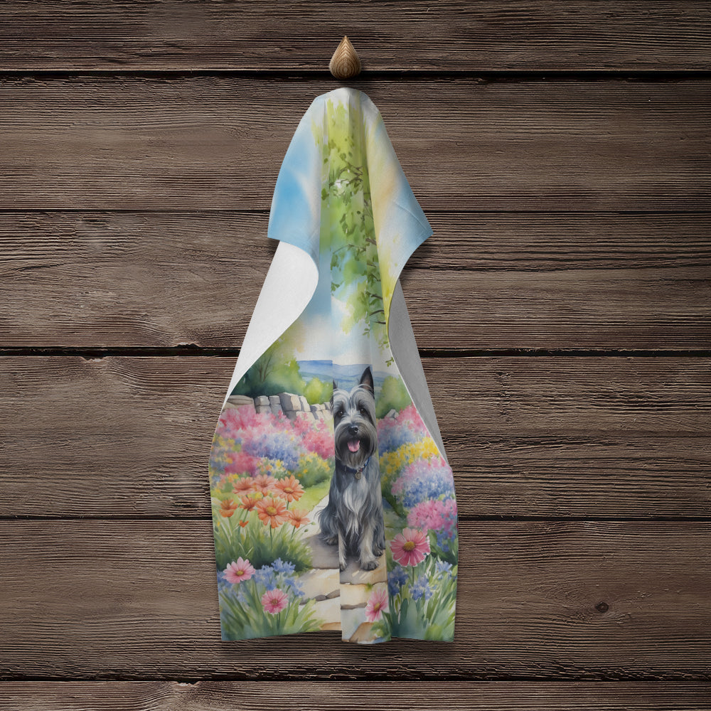 Skye Terrier Spring Path Kitchen Towel