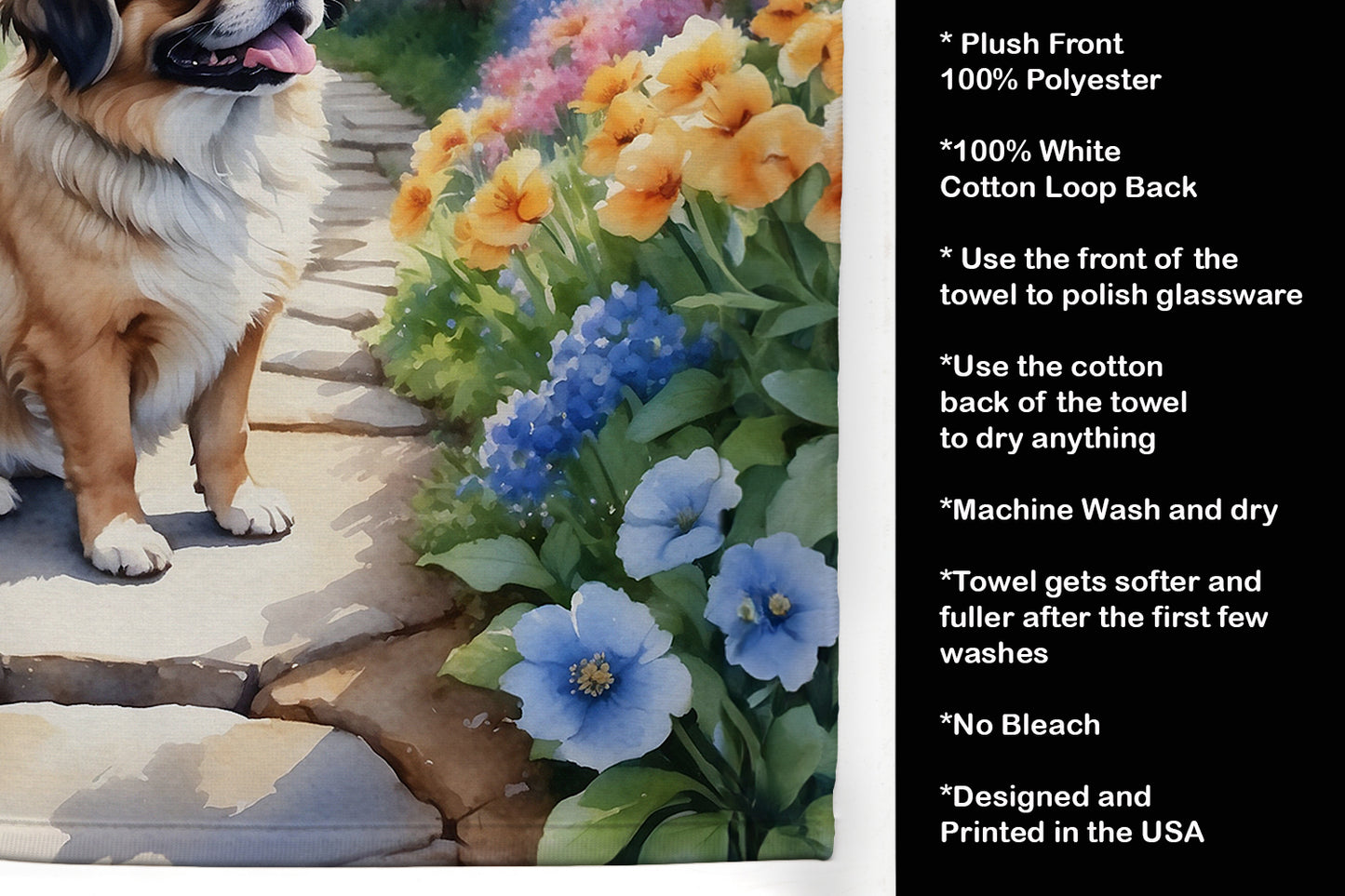 Tibetan Spaniel Spring Path Kitchen Towel