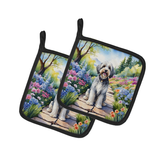 Buy this Tibetan Terrier Spring Path Pair of Pot Holders