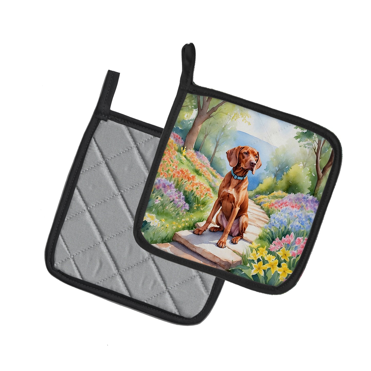 Vizsla Spring Path Pair of Pot Holders