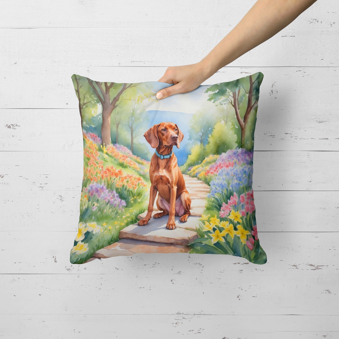 Vizsla Spring Path Throw Pillow