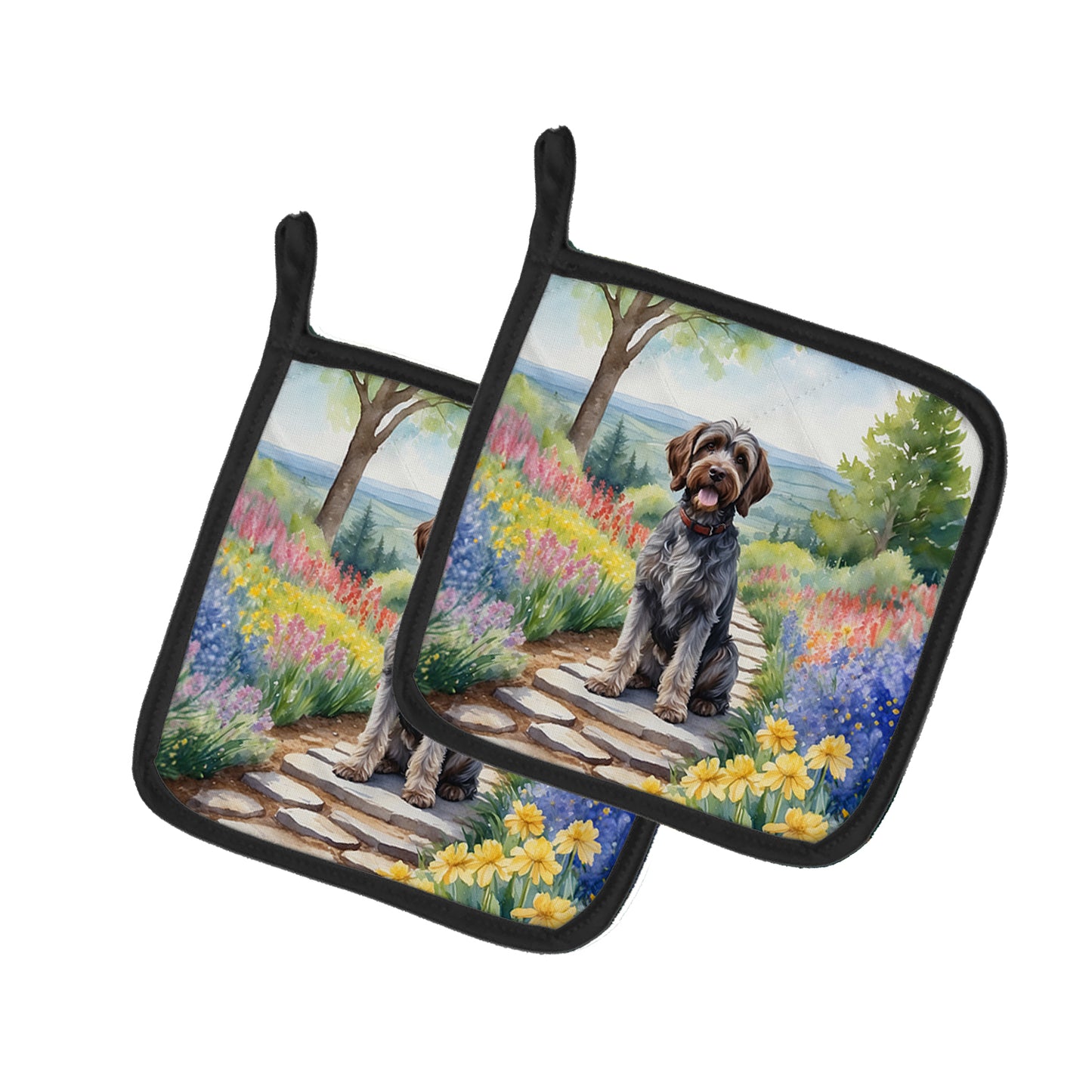 Buy this Wirehaired Pointing Griffon Spring Path Pair of Pot Holders