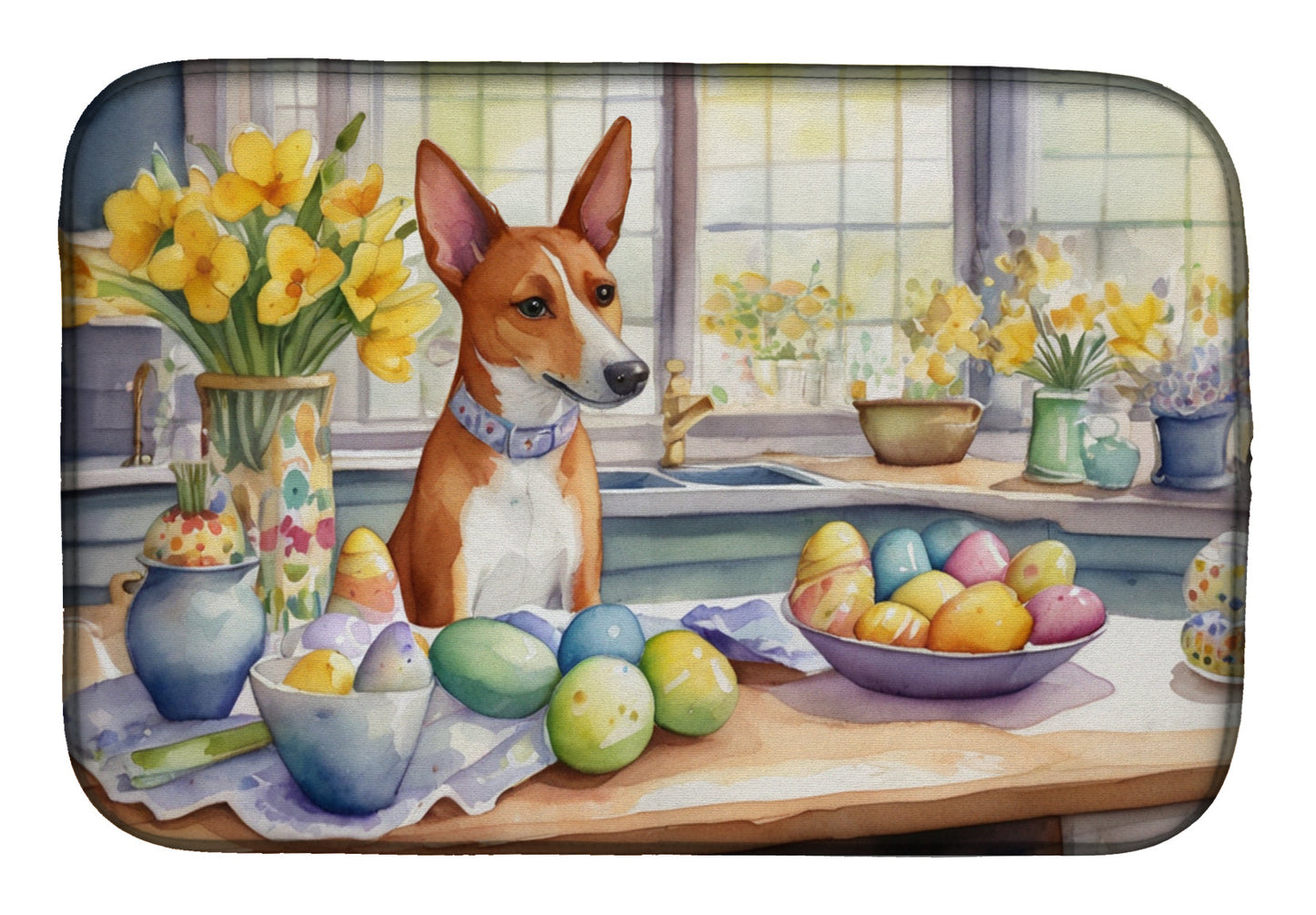 Buy this Decorating Easter Basenji Dish Drying Mat