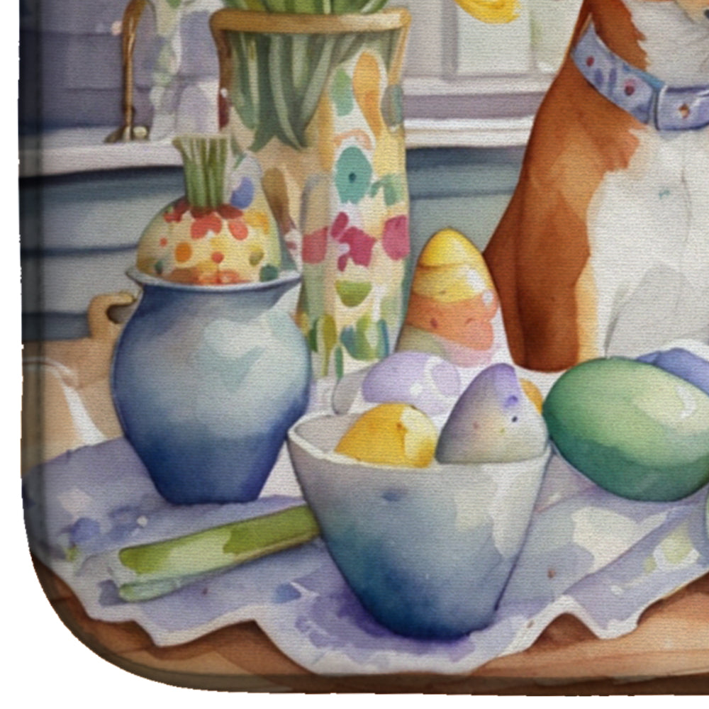 Decorating Easter Basenji Dish Drying Mat