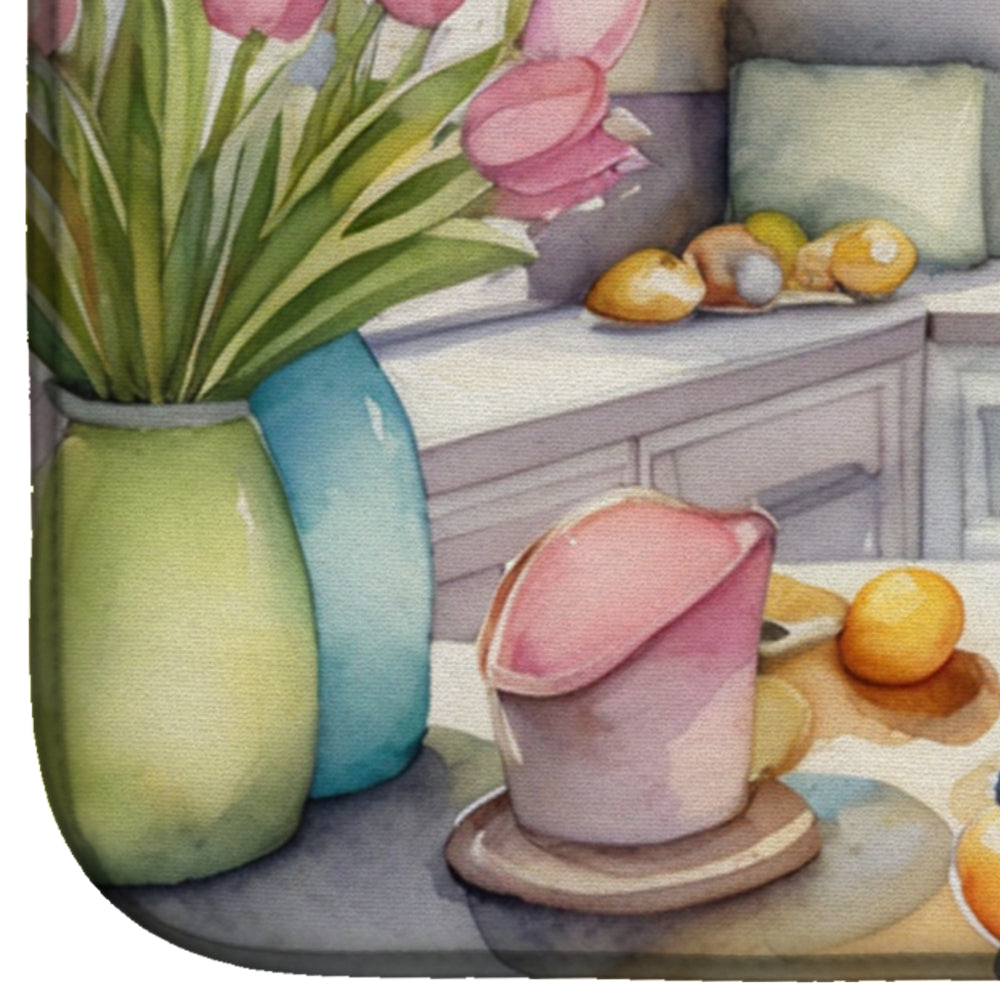 Decorating Easter Beagle Dish Drying Mat